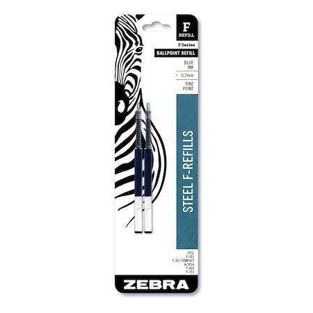 Zebra Pen Zebra Pen STEEL 7 Series F Refill Bold Point Ballpoint - Fine Point - Blue Ink - 2-/ Pack 85522